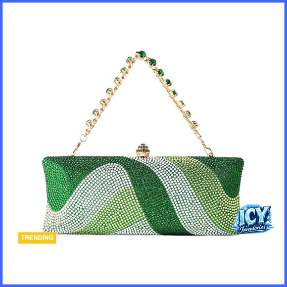 Rhinestone Evening Clutch with Removable Chains for Formal Events